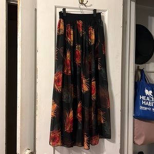 Red peacock feather skirt